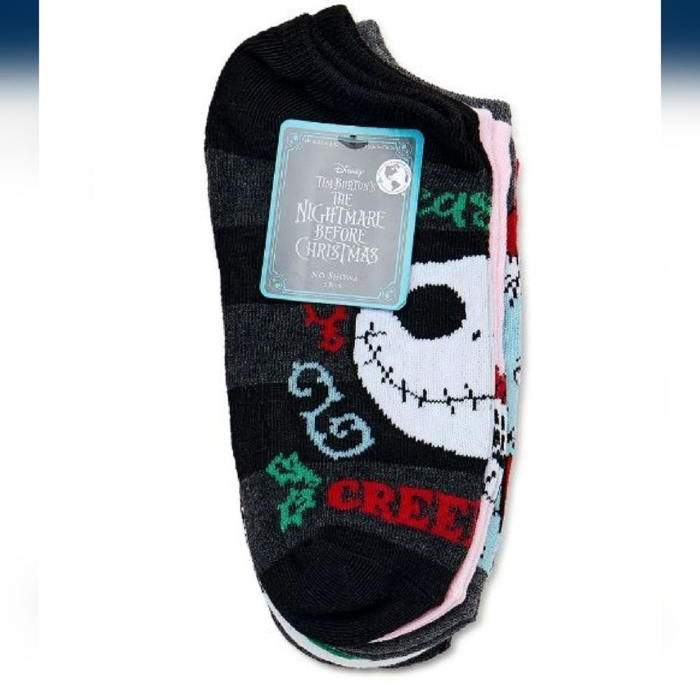 NEW Nightmare before Christmas holiday women's no-show 6 pack socks - Picture 2 of 4